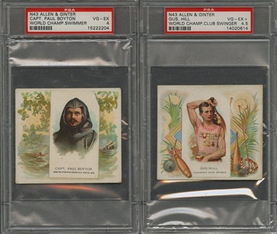 1888 N43 Allen & Ginter "Worlds Champions - 2nd Series" Large Cards PSA-Graded Trio (8 Different)